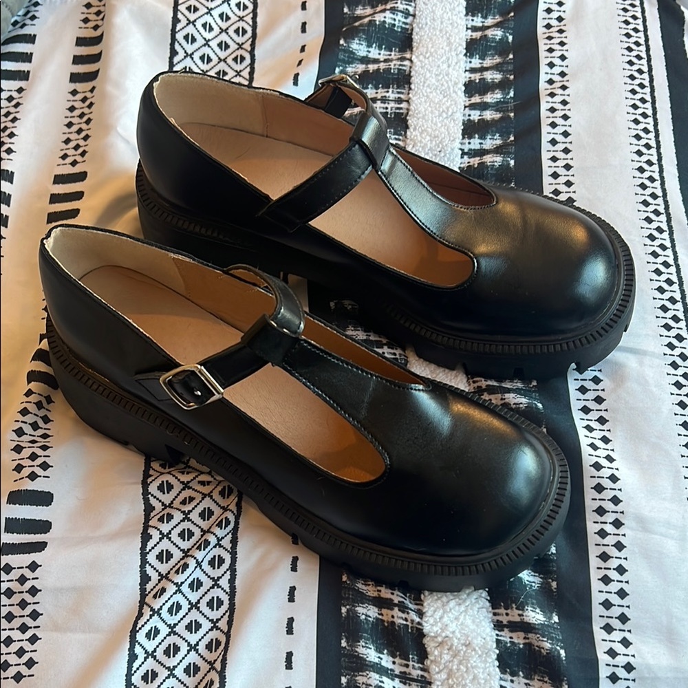 Black T-Strap Mary Jane Shoes